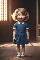 3d pixar style little girl octane render. Generative ai. photo