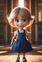 3d pixar style little girl octane render. Generative ai. photo