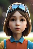 3d pixar style little girl octane render. Generative ai. photo