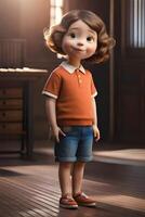 3d pixar style little girl octane render. . photo