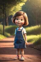 3d pixar style little girl octane render. . photo