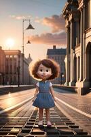 3d pixar style little girl octane render. Generative ai. photo