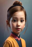 3d pixar style little girl octane render. Generative ai. photo