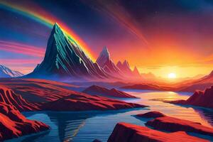 Nebula colorful mountain. . photo