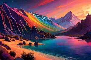Nebula colorful mountain. . photo
