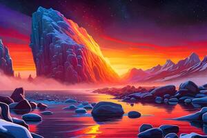 Nebula colorful mountain. . photo