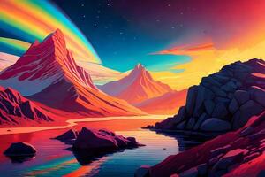Nebula colorful mountain. . photo
