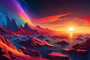 Nebula colorful mountain. . photo