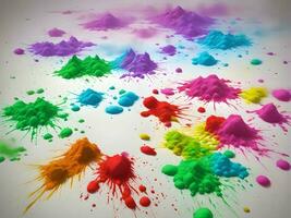 holi paint color powder explosion isolated white wide panorama background. Generative ai. photo