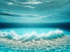 underwater blue water flow background. Generative ai. photo