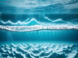 underwater blue water flow background. Generative ai. photo