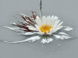 a beautiful flower splashing into cold water isolated on white background. Generative ai photo