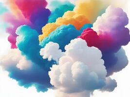 colorful explosions with white clouds isolated on transparent background. Generative ai. photo