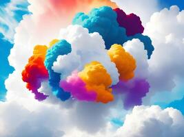 colorful explosions with white clouds isolated on transparent background. . photo