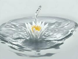 un hermosa flor salpicaduras dentro frío agua aislado en blanco antecedentes. generativo ai foto