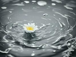 un hermosa flor salpicaduras dentro frío agua aislado en blanco antecedentes. generativo ai foto