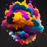 colorful explosions with clouds isolated on transparent background. Generative ai. photo