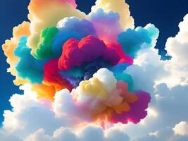 colorful explosions with white clouds isolated on transparent background. . photo
