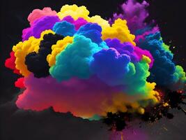 colorful explosions with clouds isolated on transparent background. Generative ai. photo