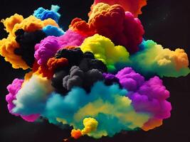 colorful explosions with clouds isolated on transparent background. . photo