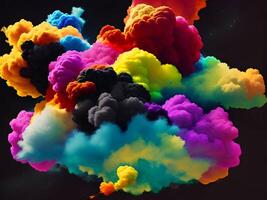 colorful explosions with clouds isolated on transparent background. Generative ai. photo