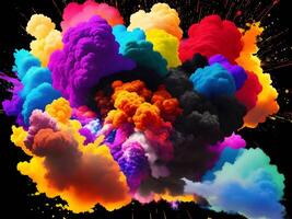 colorful explosions with clouds isolated on transparent background. . photo