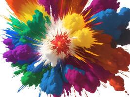 colorful explosions isolated on transparent background. . photo
