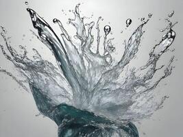 fresh colorful water splashing into cold water isolated on white background. . photo