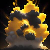 golden bright clouds on dark background. . photo