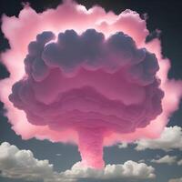 Pink bright clouds on dark background. Generative ai. photo