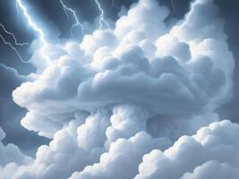 Colorful clouds with a lightning bolt thunder background design. . photo