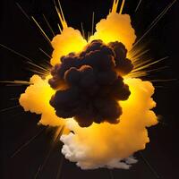 golden bright clouds on dark background. . photo