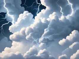 Colorful clouds with a lightning bolt thunder background design. . photo