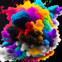 colorful explosions with clouds isolated on transparent background. . photo