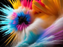 Colorful explosion with high-speed vivid color powder. Generative ai. photo