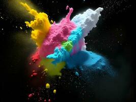 Colorful Holi powder background. Generative ai. photo