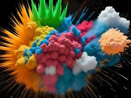 Colorful explosion with high-speed vivid color powder. Generative ai. photo