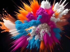 Colorful explosion with high-speed vivid color powder. . photo