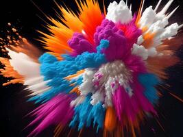 Colorful explosion with high-speed vivid color powder. Generative ai. photo