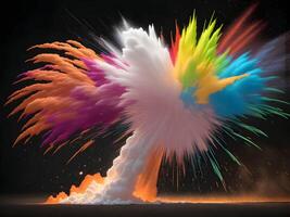 Colorful explosion with high-speed vivid color powder. . photo
