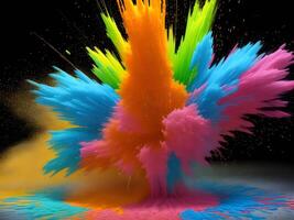 Colorful explosion with high-speed vivid color powder. Generative ai. photo