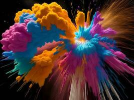 vistoso explosión con alta velocidad vívido color polvo. generativo ai. foto