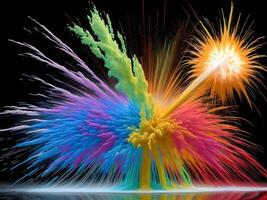 Colorful explosion with high-speed vivid color powder. . photo