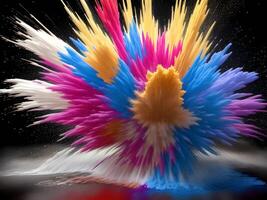 Colorful explosion with high-speed vivid color powder. Generative ai. photo