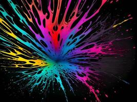 3d Liquid abstract colorful texture on black background, AI generation. photo