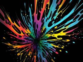 3d Liquid abstract colorful texture on black background, AI generation. photo