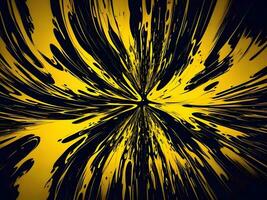 3d Liquid abstract yellow texture on black background, AI generation. photo