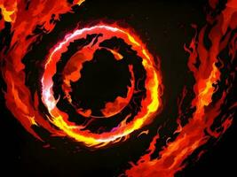 abstract fire and water fiery circle on a black background. Generative ai. photo