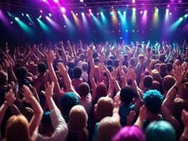 a huge man enjoys a party with DJ lights. . photo