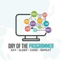 Day of the Programmer banner or greeting card with code and monitor symbol vector